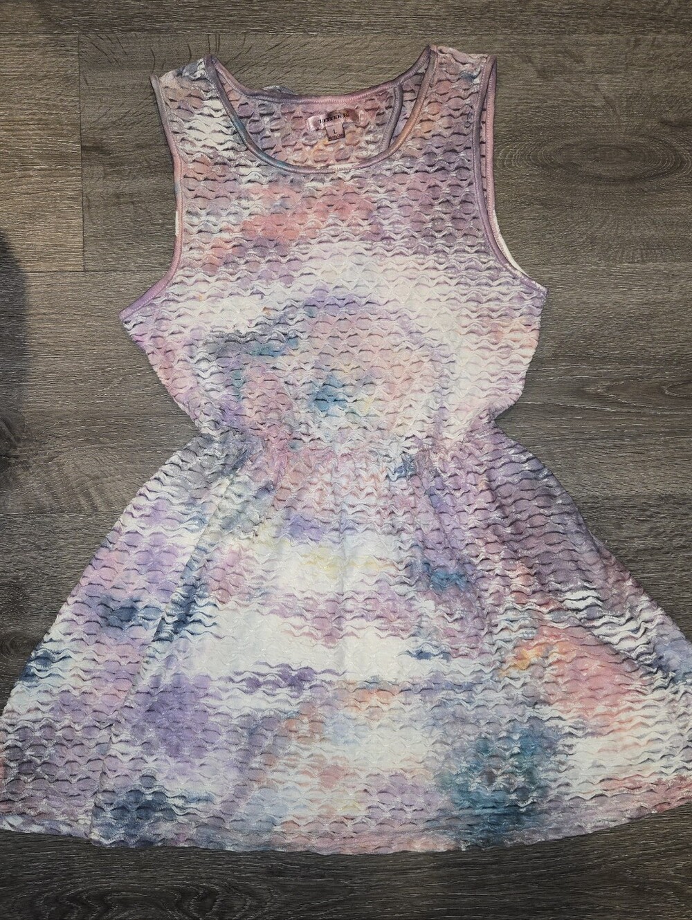 Tie-Dye Textured Sleeveless Skater Dress - Pastel Multi